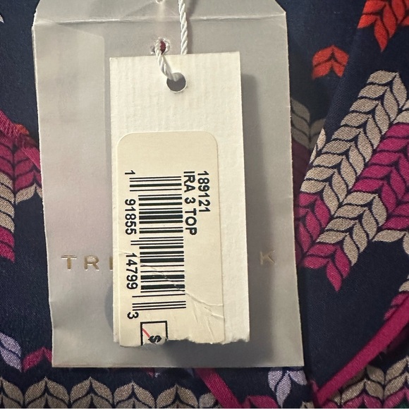 NWT TRINA TURK Ira 3 100% Silk Pajama Style Top ~ Fairisle Print small reg $145 - Picture 7 of 10